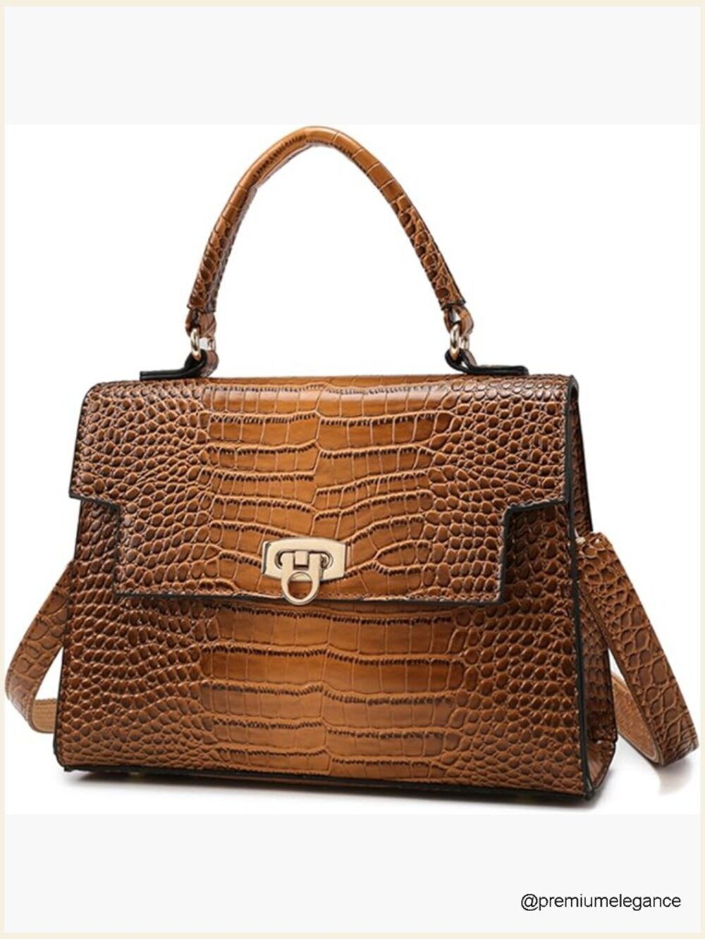 PU Leather Croc Pattern Crossbody Bag Satchel Purse